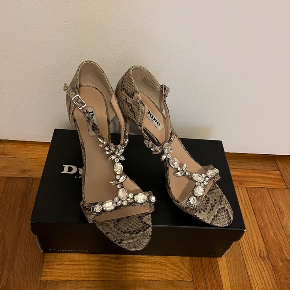 Dune London Crystal Embellished Snakeskin Heels – Size 39 - Picture 1 of 12